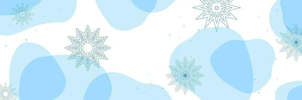 Winter horizontal Banner. Vektor Hintergrund. Schneeflocken, Punkte, transparent Formen. Kopieren Raum zum Text. Design zum Webseite Header, Landung Buchseite, Banner, Poster, Abdeckung, Sozial Post.