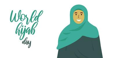 Welt Hijab Tag Februar 1 Beliebt Urlaub. vektor