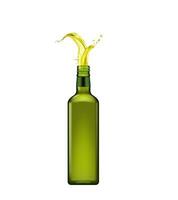 Olive Öl Flasche mit Spritzen realistisch Glas Flasche vektor