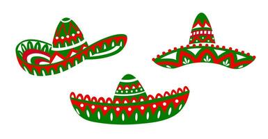 mexikansk sombrero hattar med latin etnisk prydnad vektor