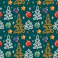 Weihnachten Baum auf das Grün Hintergrund. nahtlos Muster. Vektor. vektor