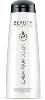 vit kosmetisk flaska för schampo, dusch gel. lyx kosmetika produkt med märka och prov logotyp. vektor attrapp illustration.