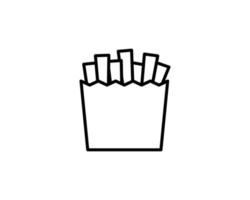 Pommes-Frites-Symbol-Vorlage. Vektorkartoffeln im roten Paketkastenlogohintergrund. Linie Street Food Symbol Abbildung. grafisches Konzept für Café, Stall, Restaurant, Lieferung vektor