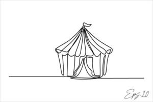 kontinuerlig linje vektor illustration design av cirkus tält
