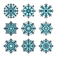 uppsättning av snöflinga ikoner isolerat på vit bakgrund. snö ikoner silhuett, vinter, ny år och jul dekoration element. vektor illustration.