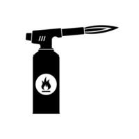 blåslampa ikon med flamma isolerat på vit bakgrund. manuell gas ficklampa brännare, svetsning flamma verktyg. vektor illustration.