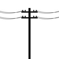 elektrisch Pole Symbol isoliert auf Weiß Hintergrund. Leistung Linien Silhouette, elektrisch Leistung Übertragung. Nützlichkeit Pole Elektrizität Konzept. hoch Stromspannung Drähte, Vektor Illustration.