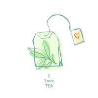 Tee Tasche ich Liebe Tee Vektor Illustration