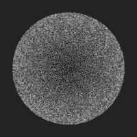 lutning figur i de form av en cirkel av vit prickar isolerat på en mörk bakgrund. minimalistisk retro mönster i en modern halvton stil, stiplism. vektor
