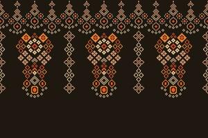 ethnisch geometrisch Stoff Muster Kreuz Stich.ikat Stickerei ethnisch orientalisch Pixel Muster braun Hintergrund. abstrakt, vektor, illustration. Textur, Kleidung, Schal, Dekoration, Teppich, Seide Hintergrund. vektor