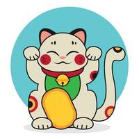 isoliert Illustration von Maneki Neko. Zeichen von asiatisch glücklich Katzen. japanisch Kultur. Karikatur Clip Art. Vektor Illustration.