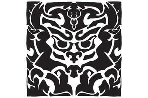 fyrkant demon monster emblem tatuering vektor