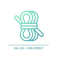2d Pixel perfekt Gradient Seil Symbol, isoliert Vektor, Grün Wandern Ausrüstung dünn Linie Illustration. vektor