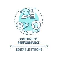 2d redigerbar fortsatt prestanda blå tunn linje ikon begrepp, isolerat vektor, illustration representerar atletisk stipendium. vektor