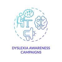 2d Gradient Blau Symbol Dyslexie Bewusstsein Kampagnen Konzept, einfach isoliert Vektor, Dyslexie dünn linear Illustration vektor