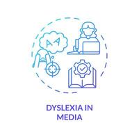 2d Gradient Blau Symbol Dyslexie im Medien Konzept, einfach isoliert Vektor, Dyslexie dünn linear Illustration vektor