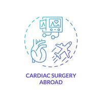 2d Gradient Herz Chirurgie im Ausland Symbol, einfach isoliert Vektor, medizinisch Tourismus dünn Linie Illustration. vektor