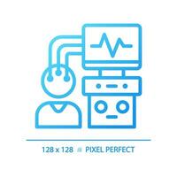 eeg Maschine Pixel perfekt Gradient linear Vektor Symbol. Gehirn Aktivität. Schlaf Störung. nervös System. dünn Linie Farbe Symbol. modern Stil Piktogramm. Vektor isoliert Gliederung Zeichnung