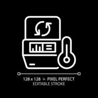 pcr Maschine Pixel perfekt Weiß linear Symbol zum dunkel Thema. Thermal- Radler. Polymerase Kette Reaktion. DNA Reproduzieren. dünn Linie Illustration. isoliert Symbol zum Nacht Modus. editierbar Schlaganfall vektor