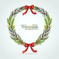hand dra konstnärlig jul dekorativ krans firande kort design vektor