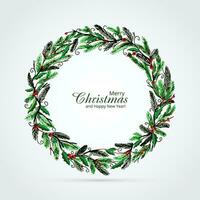 vacker dekorativ julkrans kortdesign vektor