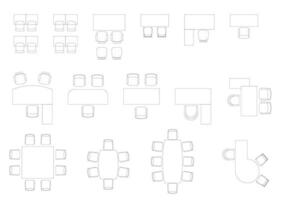 Möbel Symbol Innere planen Sicht, oben einstellen Vektor. die Architektur Haus Tabelle Linie, heim, Umriss, Wohnung, Sammlung, isoliert, Layout, Design, Projekt, Entwurf. vektor