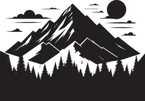 Berg mit Wald Vektor Silhouette Illustration schwarz Farbe