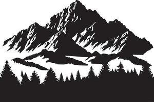 Berg mit Wald Vektor Silhouette Illustration schwarz Farbe