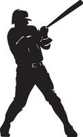Baseball Spieler Vektor Silhouette, Silhouette, schwarz Farbe 16