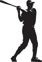 Baseball Spieler Vektor Silhouette, Silhouette, schwarz Farbe 7