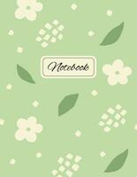 anteckningsbok eller planerare omslag med blommig mönster. ljus grön bakgrund för brevpapper design vektor