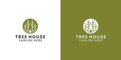 modern minimalistisch Baum Haus Logo Design vektor