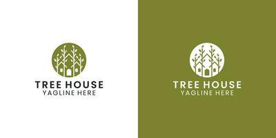 modern minimalistisk träd hus logotyp design vektor