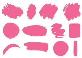 cirkel borsta stroke uppsättning, vertikal borsta stroke uppsättning, rosa borsta konst illustration vektor