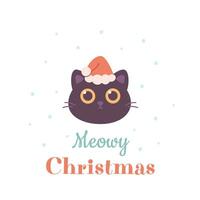 fröhlich Weihnachten Gruß Karte mit süß Katze im Santa Hut. vektor