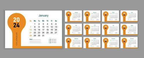 monatlich Kalender Vorlage zum das 2024 Jahr. Woche beginnt auf Sonntag. Planer zum das 2024 Jahr. Mauer Kalender im ein minimalistisch Stil. Mauer Kalender 2024 Vorlage vektor