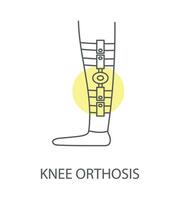 Orthese Knie Symbol im Vektor, linear Illustration vektor