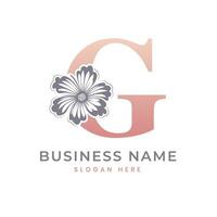 G Brief Logo mit Blume. Blumen- G Logo feminin Luxus Logo Design vektor