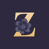 blommig alfabet z logotyp med blomma. första brev z logotyp mall vektor