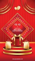 Hintergrund Luxus Verkauf rot und Gold abstrakt Podium Flyer Banner Sozial Medien Vorlage 8 vektor