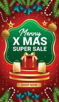 Weihnachten Hintergrund Verkauf Banner Flyer Sozial Medien Rabatt Dezember Ende Jahr Vorlage 2 vektor