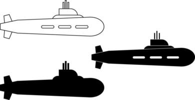 Gliederung Silhouette U-Boot Symbol einstellen vektor