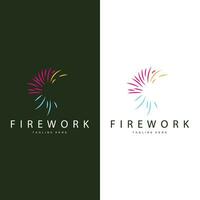 Feuerwerk Logo, einfach Linie Modell- Design Neu Jahr Feier Tag Illustration, Vorlage Vektor