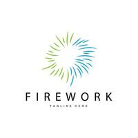 Feuerwerk Logo, einfach Linie Modell- Design Neu Jahr Feier Tag Illustration, Vorlage Vektor