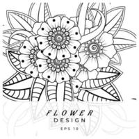 Mehndi blomma dekorativa prydnad i etnisk orientalisk stil, doodle prydnad, disposition hand rita. målarbokssida. vektor