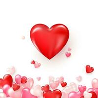 Valentinsgrüße Karte mit rot glänzend Herzen. hell Valentinsgrüße Tag Hintergrund. Vektor Illustration