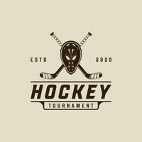 mask och pinne is hockey logotyp vektor årgång illustration mall ikon grafisk design. vinter- sport tecken eller symbol för turnering eller klubb skjorta skriva ut stämpel begrepp