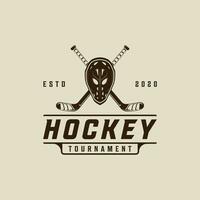 Maske und Stock Eis Eishockey Logo Vektor Jahrgang Illustration Vorlage Symbol Grafik Design. Winter Sport Zeichen oder Symbol zum Turnier oder Verein Hemd drucken Briefmarke Konzept
