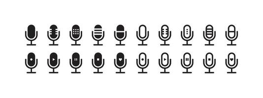 Mikrofon Symbole Satz. Podcast Symbole. Studio mic Symbole. Vektor skalierbar Grafik