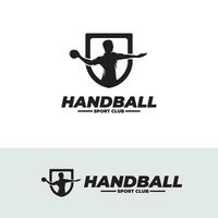 silhuett av handboll spelare logotyp design mall vektor